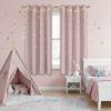 image:imageNICETOWN Kids Curtains Navy Blue Romantic Star Curtains Thermal Insulated Blackout Curtains for Kids Teenagers Bedroom Small Window W52 x L63 Set of 2Light Pink