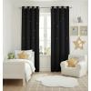 image:imageNICETOWN Kids Curtains Navy Blue Romantic Star Curtains Thermal Insulated Blackout Curtains for Kids Teenagers Bedroom Small Window W52 x L63 Set of 2Black