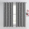 image:imageNICETOWN Kids Curtains Navy Blue Romantic Star Curtains Thermal Insulated Blackout Curtains for Kids Teenagers Bedroom Small Window W52 x L63 Set of 2Sliver Grey