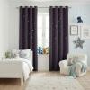 image:imageNICETOWN Kids Curtains Navy Blue Romantic Star Curtains Thermal Insulated Blackout Curtains for Kids Teenagers Bedroom Small Window W52 x L63 Set of 2Greyish Purple