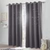 image:imageNICETOWN Kids Curtains Navy Blue Romantic Star Curtains Thermal Insulated Blackout Curtains for Kids Teenagers Bedroom Small Window W52 x L63 Set of 2Grey