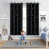 image:imageNICETOWN Kids Curtains Navy Blue Romantic Star Curtains Thermal Insulated Blackout Curtains for Kids Teenagers Bedroom Small Window W52 x L63 Set of 2Black