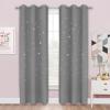 image:imageNICETOWN Kids Curtains Navy Blue Romantic Star Curtains Thermal Insulated Blackout Curtains for Kids Teenagers Bedroom Small Window W52 x L63 Set of 2Sliver Grey