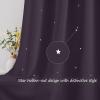 image:imageNICETOWN Kids Curtains Navy Blue Romantic Star Curtains Thermal Insulated Blackout Curtains for Kids Teenagers Bedroom Small Window W52 x L63 Set of 2Greyish Purple