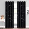 image:imageNICETOWN Kids Curtains Navy Blue Romantic Star Curtains Thermal Insulated Blackout Curtains for Kids Teenagers Bedroom Small Window W52 x L63 Set of 2Black