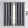image:imageNICETOWN Kids Curtains Navy Blue Romantic Star Curtains Thermal Insulated Blackout Curtains for Kids Teenagers Bedroom Small Window W52 x L63 Set of 2Grey