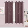 image:imageNICETOWN Kids Curtains Navy Blue Romantic Star Curtains Thermal Insulated Blackout Curtains for Kids Teenagers Bedroom Small Window W52 x L63 Set of 2Dry Rose