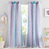 image:imageNICETOWN Kids Girls Bedroom Pink Curtains Star Cutout Blackout with White Sheer Pastel Nursery Window Curtain Panels for Thanksgiving Lavender Pink 2Pcs W52 x L84Teal  Purple