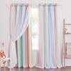 image:imageNICETOWN Kids Girls Bedroom Pink Curtains Star Cutout Blackout with White Sheer Pastel Nursery Window Curtain Panels for Thanksgiving Lavender Pink 2Pcs W52 x L84Rainbow3