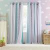 image:imageNICETOWN Kids Girls Bedroom Pink Curtains Star Cutout Blackout with White Sheer Pastel Nursery Window Curtain Panels for Thanksgiving Lavender Pink 2Pcs W52 x L84Teal  Purple