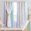 image:imageNICETOWN Kids Girls Bedroom Pink Curtains Star Cutout Blackout with White Sheer Pastel Nursery Window Curtain Panels for Thanksgiving Lavender Pink 2Pcs W52 x L84Rainbow1
