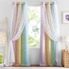 image:imageNICETOWN Kids Girls Bedroom Pink Curtains Star Cutout Blackout with White Sheer Pastel Nursery Window Curtain Panels for Thanksgiving Lavender Pink 2Pcs W52 x L84Rainbow1