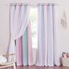 image:imageNICETOWN Kids Girls Bedroom Pink Curtains Star Cutout Blackout with White Sheer Pastel Nursery Window Curtain Panels for Thanksgiving Lavender Pink 2Pcs W52 x L84Purple  Blue  Pink