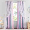 image:imageNICETOWN Kids Girls Bedroom Pink Curtains Star Cutout Blackout with White Sheer Pastel Nursery Window Curtain Panels for Thanksgiving Lavender Pink 2Pcs W52 x L84Purple  Blue  Pink