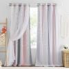 image:imageNICETOWN Kids Girls Bedroom Pink Curtains Star Cutout Blackout with White Sheer Pastel Nursery Window Curtain Panels for Thanksgiving Lavender Pink 2Pcs W52 x L84Pink  Grey