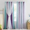 image:imageNICETOWN Kids Girls Bedroom Pink Curtains Star Cutout Blackout with White Sheer Pastel Nursery Window Curtain Panels for Thanksgiving Lavender Pink 2Pcs W52 x L84Teal  Purple