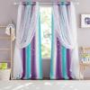 image:imageNICETOWN Kids Girls Bedroom Pink Curtains Star Cutout Blackout with White Sheer Pastel Nursery Window Curtain Panels for Thanksgiving Lavender Pink 2Pcs W52 x L84Teal  Purple