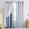 image:imageNICETOWN Kids Girls Bedroom Pink Curtains Star Cutout Blackout with White Sheer Pastel Nursery Window Curtain Panels for Thanksgiving Lavender Pink 2Pcs W52 x L84Teal  Purple