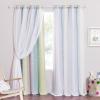 image:imageNICETOWN Kids Girls Bedroom Pink Curtains Star Cutout Blackout with White Sheer Pastel Nursery Window Curtain Panels for Thanksgiving Lavender Pink 2Pcs W52 x L84Purple  Blue  Yellow