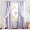 image:imageNICETOWN Kids Girls Bedroom Pink Curtains Star Cutout Blackout with White Sheer Pastel Nursery Window Curtain Panels for Thanksgiving Lavender Pink 2Pcs W52 x L84Purple  Blue  Pink