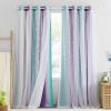 image:imageNICETOWN Kids Girls Bedroom Pink Curtains Star Cutout Blackout with White Sheer Pastel Nursery Window Curtain Panels for Thanksgiving Lavender Pink 2Pcs W52 x L84Teal  Purple