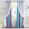 image:imageNICETOWN Kids Girls Bedroom Pink Curtains Star Cutout Blackout with White Sheer Pastel Nursery Window Curtain Panels for Thanksgiving Lavender Pink 2Pcs W52 x L84Teal  Purple