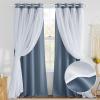 image:imageNICETOWN Nursery Blackout Curtains for Bedroom Living Room Crushed Sheer x Blackout Curtains 84 inches Long Farmhouse Curtains with Tie Backs for Kids 2 PCs W52 x L84 inch Biscotti BeigeStone Blue  White