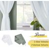 image:imageNICETOWN Nursery Blackout Curtains for Bedroom Living Room Crushed Sheer x Blackout Curtains 84 inches Long Farmhouse Curtains with Tie Backs for Kids 2 PCs W52 x L84 inch Biscotti BeigeSage Green  White