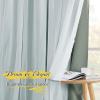 image:imageNICETOWN Nursery Blackout Curtains for Bedroom Living Room Crushed Sheer x Blackout Curtains 84 inches Long Farmhouse Curtains with Tie Backs for Kids 2 PCs W52 x L84 inch Biscotti BeigeSage Green  White