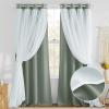 image:imageNICETOWN Nursery Blackout Curtains for Bedroom Living Room Crushed Sheer x Blackout Curtains 84 inches Long Farmhouse Curtains with Tie Backs for Kids 2 PCs W52 x L84 inch Biscotti BeigeSage Green  White
