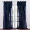 image:imageNICETOWN Nursery Blackout Curtains for Bedroom Living Room Crushed Sheer x Blackout Curtains 84 inches Long Farmhouse Curtains with Tie Backs for Kids 2 PCs W52 x L84 inch Biscotti BeigeNavy Blue