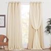 image:imageNICETOWN Nursery Blackout Curtains for Bedroom Living Room Crushed Sheer x Blackout Curtains 84 inches Long Farmhouse Curtains with Tie Backs for Kids 2 PCs W52 x L84 inch Biscotti BeigeBiscotti Beige