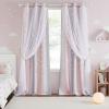 image:imageNICETOWN Pink Curtains for Girls BedroomKids Room Moon and Star Hollow Out Blackout Curtains for Nursery DoubleLayer Grommet Window Drapes for Christmas Decor 52 W by 84 L Set of 2Pink  Grey
