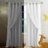 image:imageNICETOWN Pink Curtains for Girls BedroomKids Room Moon and Star Hollow Out Blackout Curtains for Nursery DoubleLayer Grommet Window Drapes for Christmas Decor 52 W by 84 L Set of 2Moon Star  Greyish White