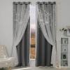 image:imageNICETOWN Pink Curtains for Girls BedroomKids Room Moon and Star Hollow Out Blackout Curtains for Nursery DoubleLayer Grommet Window Drapes for Christmas Decor 52 W by 84 L Set of 2Moon Star  Grey