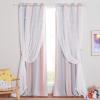 image:imageNICETOWN Pink Curtains for Girls BedroomKids Room Moon and Star Hollow Out Blackout Curtains for Nursery DoubleLayer Grommet Window Drapes for Christmas Decor 52 W by 84 L Set of 2Pink  Grey