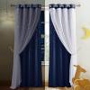 image:imageNICETOWN Pink Curtains for Girls BedroomKids Room Moon and Star Hollow Out Blackout Curtains for Nursery DoubleLayer Grommet Window Drapes for Christmas Decor 52 W by 84 L Set of 2Moon Star  Navy