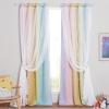 image:imageNICETOWN Pink Curtains for Girls BedroomKids Room Moon and Star Hollow Out Blackout Curtains for Nursery DoubleLayer Grommet Window Drapes for Christmas Decor 52 W by 84 L Set of 2Rainbow3