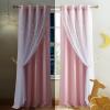 image:imageNICETOWN Pink Curtains for Girls BedroomKids Room Moon and Star Hollow Out Blackout Curtains for Nursery DoubleLayer Grommet Window Drapes for Christmas Decor 52 W by 84 L Set of 2Moon Star  Baby Pink