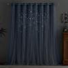 image:imageNICETOWN Pink Curtains for Girls BedroomKids Room Moon and Star Hollow Out Blackout Curtains for Nursery DoubleLayer Grommet Window Drapes for Christmas Decor 52 W by 84 L Set of 2Moon Star  Stone Blue