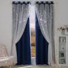 image:imageNICETOWN Pink Curtains for Girls BedroomKids Room Moon and Star Hollow Out Blackout Curtains for Nursery DoubleLayer Grommet Window Drapes for Christmas Decor 52 W by 84 L Set of 2Moon Star  Navy