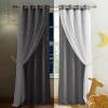 image:imageNICETOWN Pink Curtains for Girls BedroomKids Room Moon and Star Hollow Out Blackout Curtains for Nursery DoubleLayer Grommet Window Drapes for Christmas Decor 52 W by 84 L Set of 2Moon Star  Grey