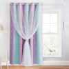 image:imageNICETOWN Pink Curtains for Girls BedroomKids Room Moon and Star Hollow Out Blackout Curtains for Nursery DoubleLayer Grommet Window Drapes for Christmas Decor 52 W by 84 L Set of 2Blue  Purple  Pink