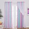 image:imageNICETOWN Pink Curtains for Girls BedroomKids Room Moon and Star Hollow Out Blackout Curtains for Nursery DoubleLayer Grommet Window Drapes for Christmas Decor 52 W by 84 L Set of 2Blue  Purple  Pink