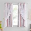 image:imageNICETOWN Pink Curtains for Girls BedroomKids Room Moon and Star Hollow Out Blackout Curtains for Nursery DoubleLayer Grommet Window Drapes for Christmas Decor 52 W by 84 L Set of 2Pink  Grey