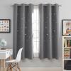 image:imageNICETOWN Kids Curtains Navy Blue Romantic Star Curtains Thermal Insulated Blackout Curtains for Kids Teenagers Bedroom Small Window W52 x L63 Set of 2Grey