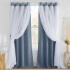 image:imageNICETOWN Nursery Blackout Curtains for Bedroom Living Room Crushed Sheer x Blackout Curtains 84 inches Long Farmhouse Curtains with Tie Backs for Kids 2 PCs W52 x L84 inch Biscotti BeigeStone Blue  White