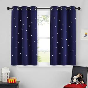 image:imageNICETOWN Kids Blackout Curtains for Bedroom  Hollow Star Space Inspired Night Sky Twinkle Blue Children Star Curtain Window Drape 1 Panel 52 x 63 inches Panel Navy BlueNavy Blue