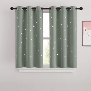 image:imageNICETOWN Kids Curtains Navy Blue Romantic Star Curtains Thermal Insulated Blackout Curtains for Kids Teenagers Bedroom Small Window W52 x L63 Set of 2Sage Green