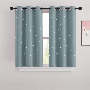 image:imageNICETOWN Kids Curtains Navy Blue Romantic Star Curtains Thermal Insulated Blackout Curtains for Kids Teenagers Bedroom Small Window W52 x L63 Set of 2Stormy Sea